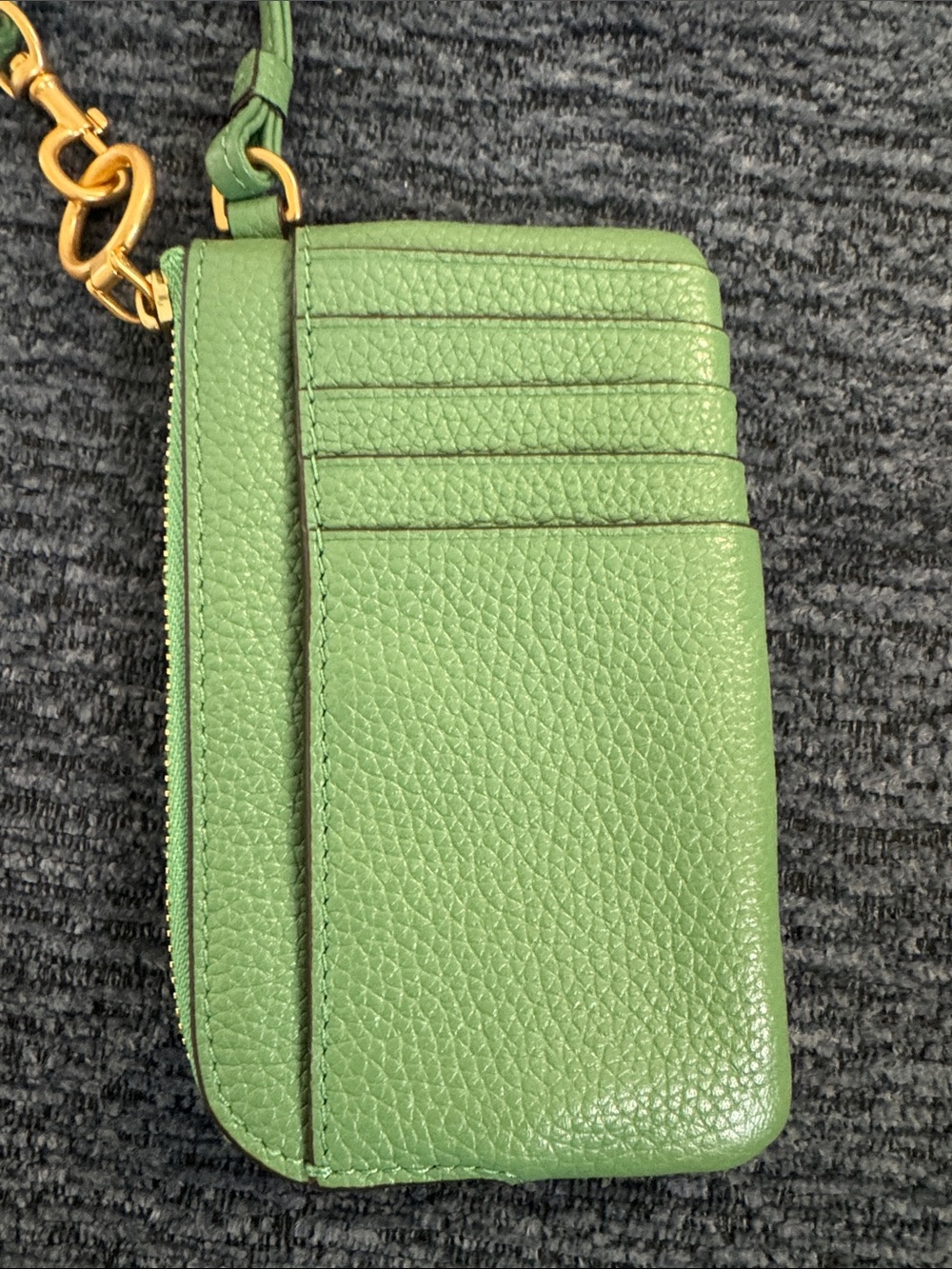 Tory Burch Lime Green Pebbled Leather Wristlet Card Pouch - Picture 5 of 6